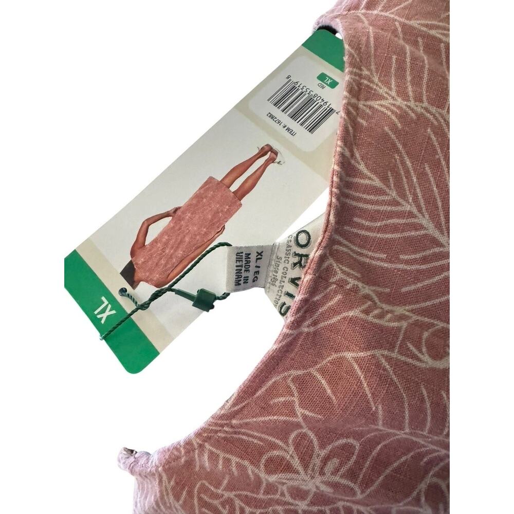 Orvis Linen Knee Length XL Pink Tropical Summer Sleeveless X Large Pockets NEW - Picture 6 of 10